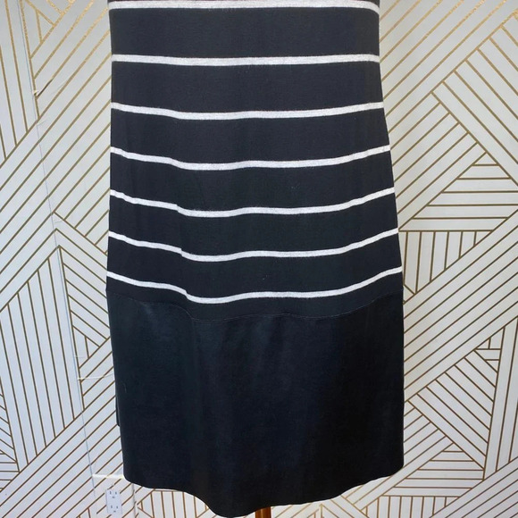 Anthropologie Bailey 44 Tanum Tunic Dress Striped Faux Leather‎ Black Size Small - Picture 7 of 8